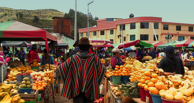 An outdoor market in Ecuador
