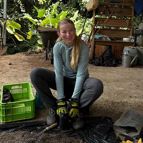 Volunteer doing gardening work