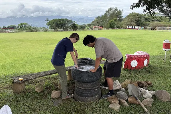 Volunteers working on a service activity