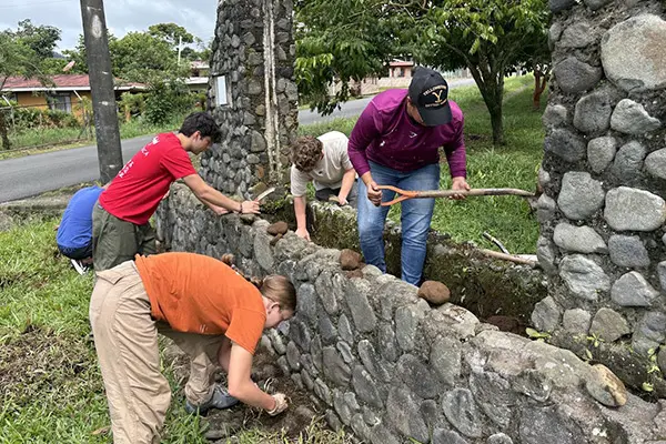 Volunteers working on a service activity