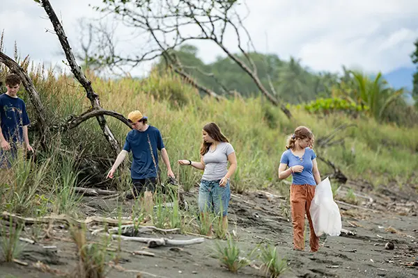 Volunteers doing a beach clean up