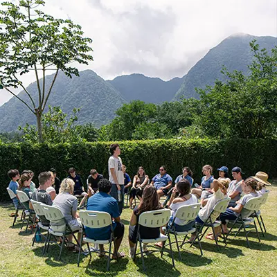 Volunteers during a briefing activity
