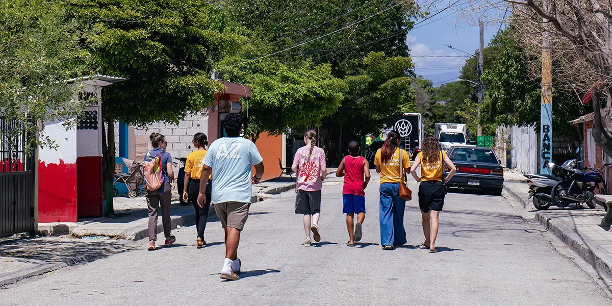 Volunteers walking in their local community
